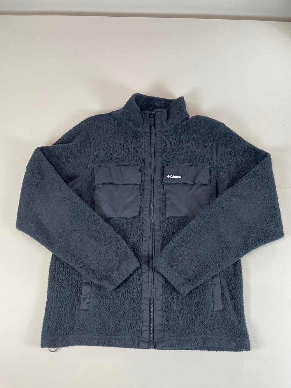 Columbia Full Zip Sherpa Fleece Jacket Size M Black Outdoor Style Gorpcore